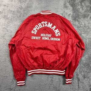 Vtg Chalk Line Sportsman's Holiday Sweet Home Oregon Bomber Jacket Men's L Red